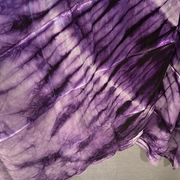 Original design, silky curved V neckline dolman maxi dress/gown. Purple tie dye. - Picture 4 of 9